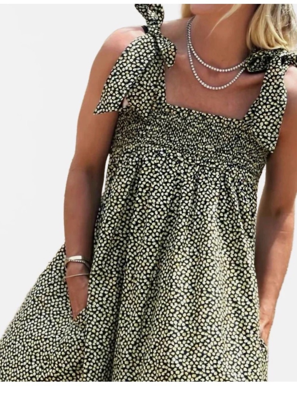 BURU Tie Top MINI Dress - lemon s/m - Picture 2 of 9